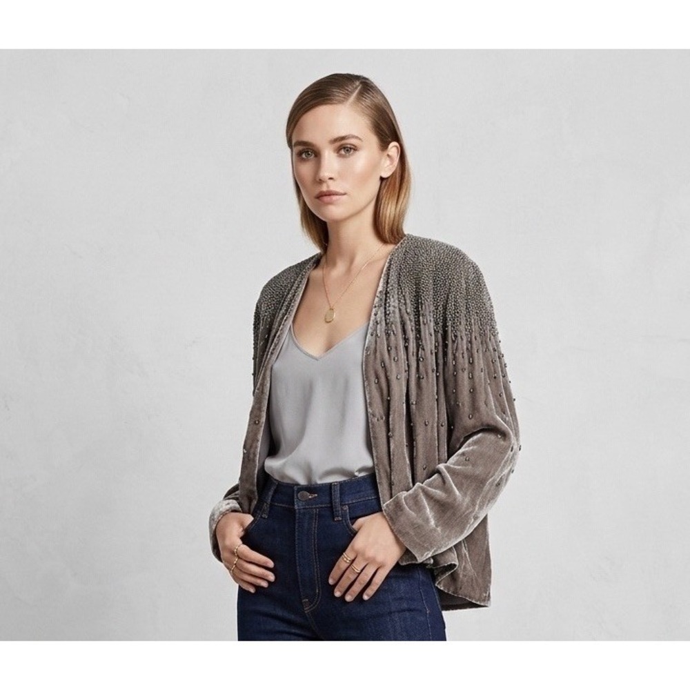 NWT Elizabeth & James Women's Size Medium Beaded Velvet Jacket Boho $595